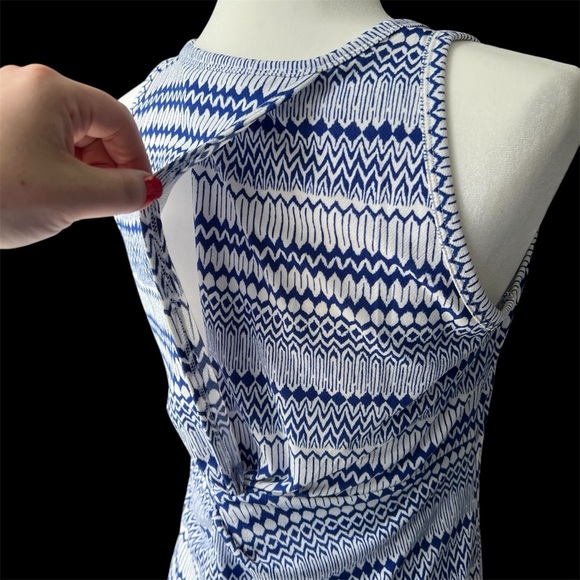 Banana Republic Blue and White Striped Midi Dress sz S Small Casual Stretchy - Picture 3 of 13